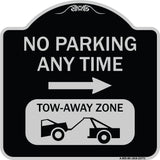 No Parking Anytime Tow-Away Zone with Right Arrow