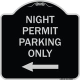 Night Permit Parking Only (With Left Arrow)