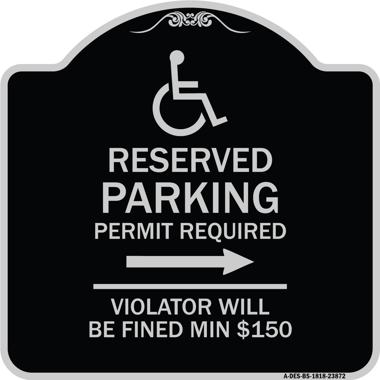 Modern Isa Symbol) Connecticut Reserved Parking Permit Required Violators Will Be Fined Min $150 (With Right Arrow)