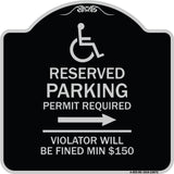 Modern Isa Symbol) Connecticut Reserved Parking Permit Required Violators Will Be Fined Min $150 (With Right Arrow)