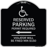 Modern Isa Symbol) Connecticut Reserved Parking Permit Required Violators Will Be Fined Min $150 (With Left Arrow)