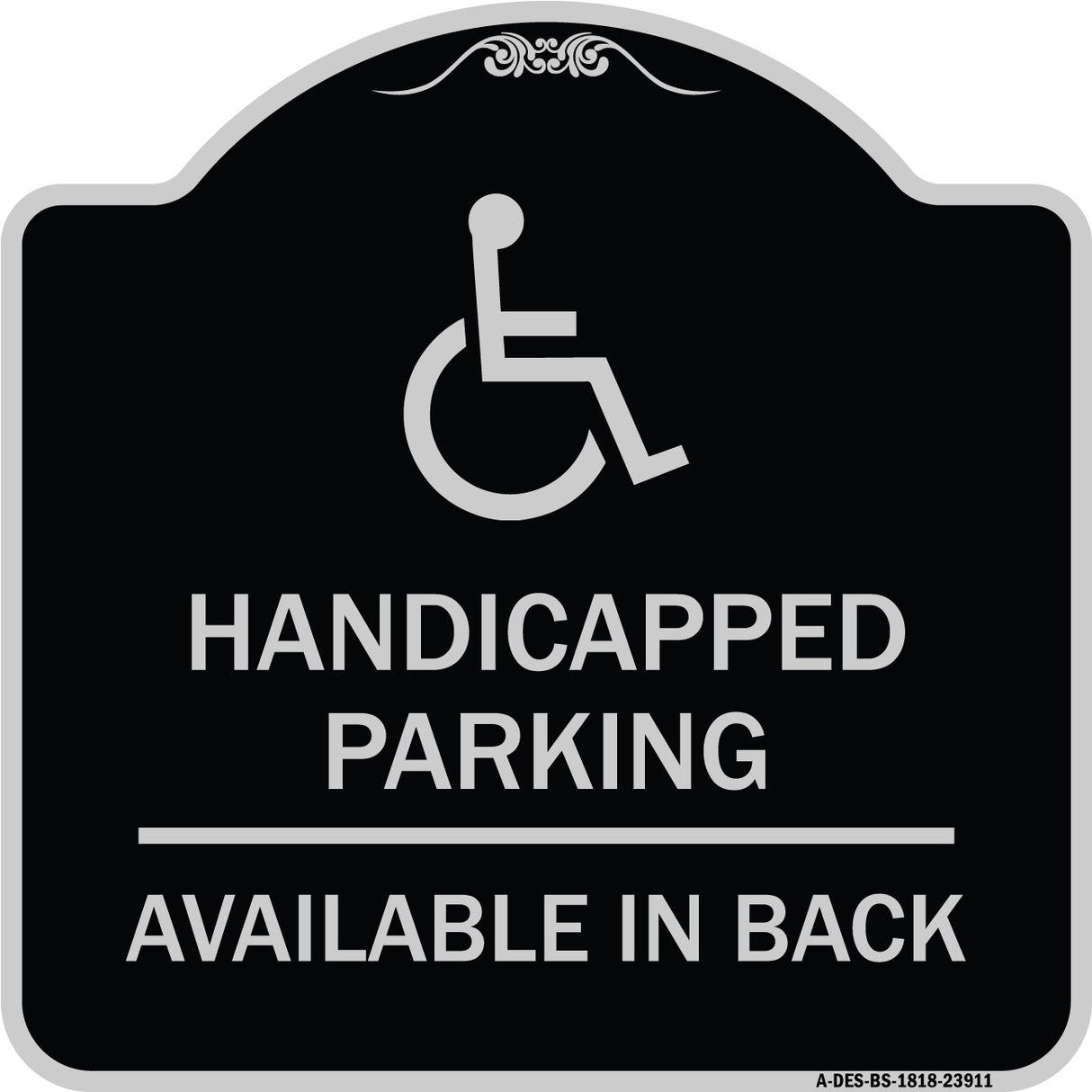 Handicapped Parking Available in Back with Graphic
