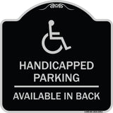 Handicapped Parking Available in Back with Graphic