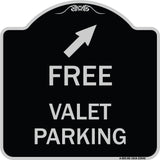 Free Valet Parking with Upper Right Arrow