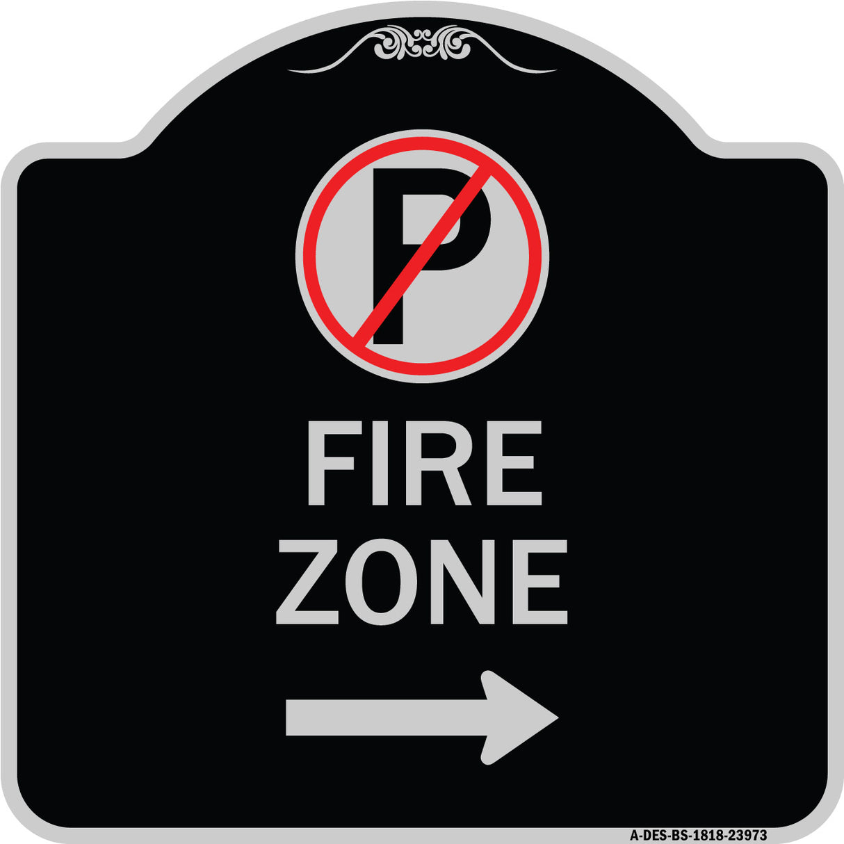 Fire Zone (No Parking Symbol and Right Arrow)
