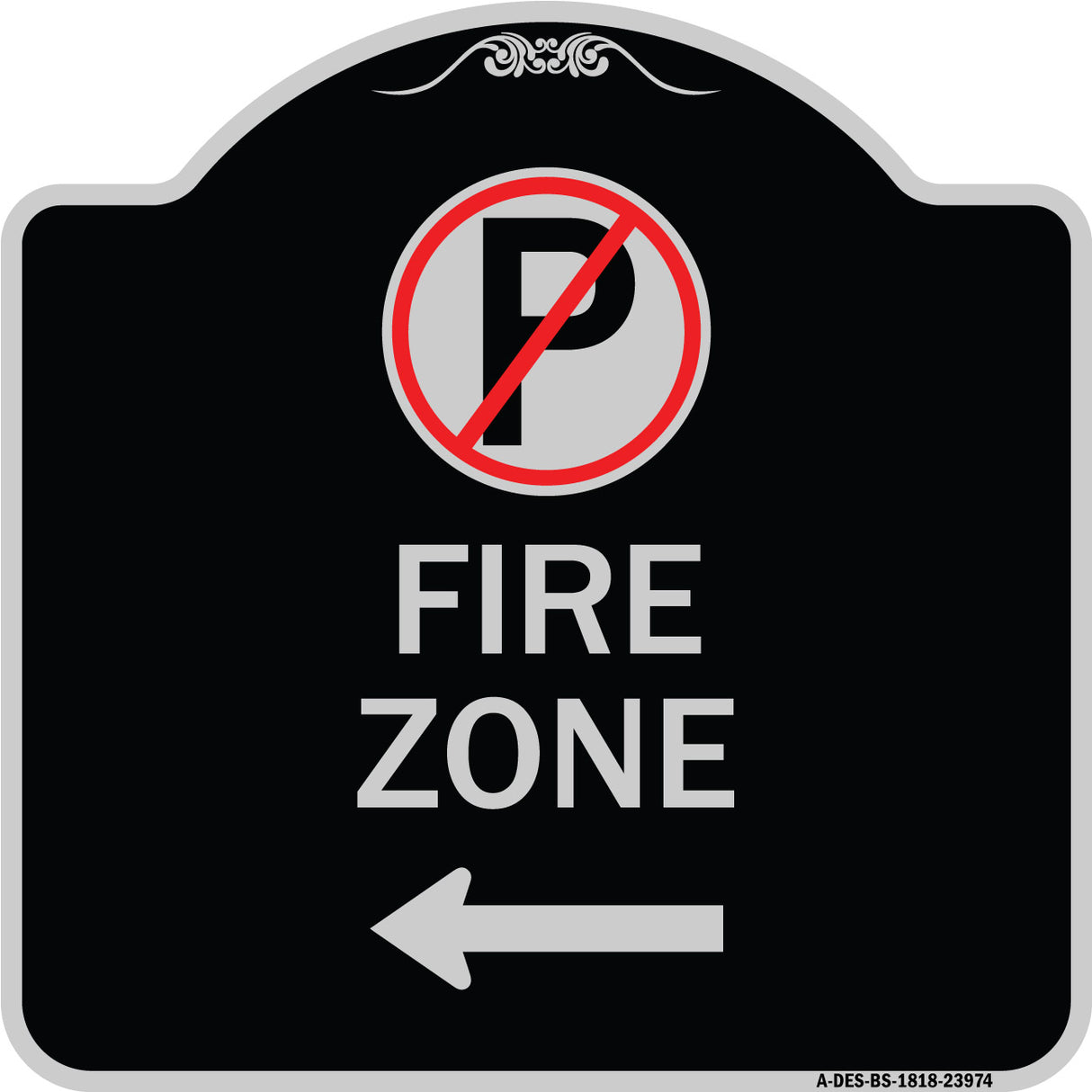 Fire Zone (No Parking Symbol and Left Arrow)