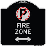 Fire Zone (No Parking Symbol and Arrow Pointing Left and Right)