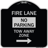 Fire Lane Tow-Away Zone with Right Arrow