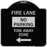 Fire Lane Tow-Away Zone with Left Arrow