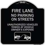 Fire Lanes No Parking on Streets Unauthorized Vehicles Towed at Owner Expense with Graphic