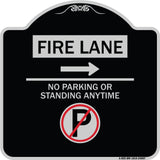 Fire Lane - No Parking or Standing Anytime (With No Parking Symbol and Right Arrow)