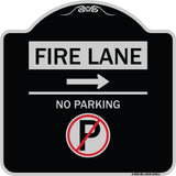 Fire Lane - No Parking (With No Parking Symbol and Right Arrow)