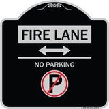 Fire Lane - No Parking (With No Parking Symbol and Bidirectional Arrow)