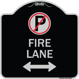 Fire Lane (No Parking Symbol and Arrow Pointing Left and Right)