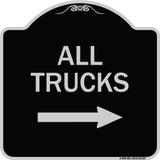 Driveway Sign All Trucks with Right Arrow