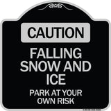 Caution Falling Snow and Ice Park at Your Own Risk