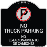 Bilingual No Parking Sign No Truck Parking No Estacionamiento De Camiones (With No Parking Symbol)