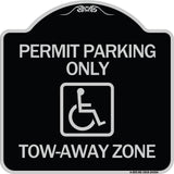 Accessible Permit Parking Only Tow-Away Zone with Symbol