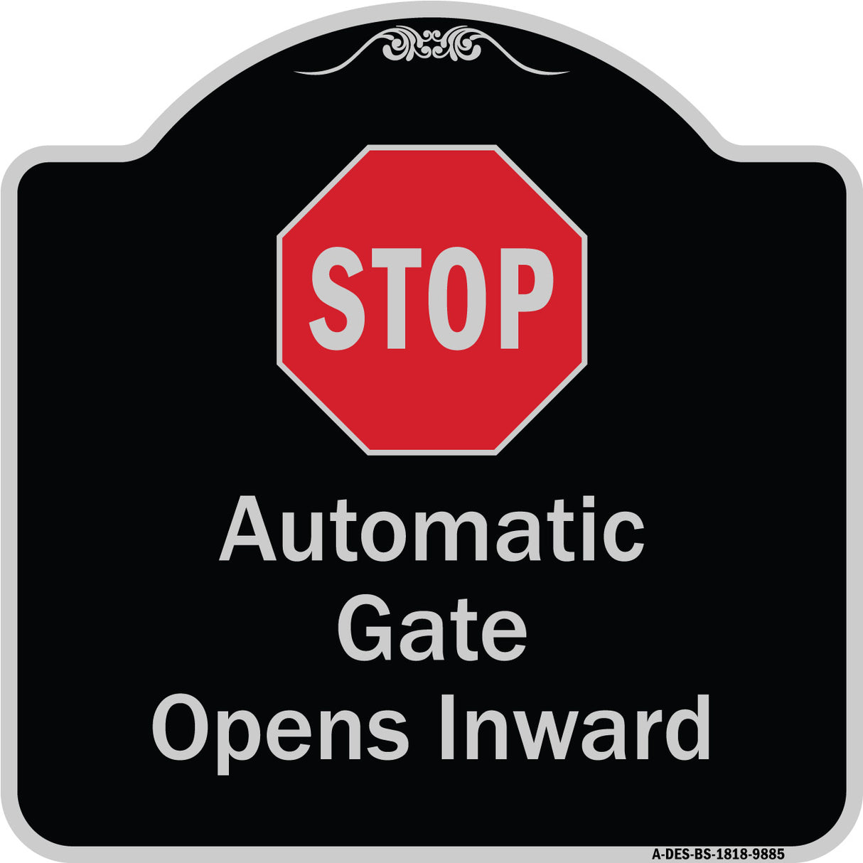 Stop, Automatic Gate, Opens Inward With Symbol