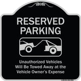 Reserved Parking Unauthorized Vehicles Will Be Towed Away At Owner Expense With Graphic