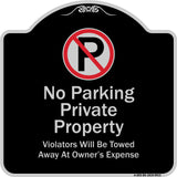Private Property Violators Towed Away At Owner Expense With No Parking Symbol