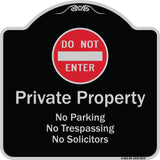 Private Property No Parking Trespassing Or Solicitors With Do Not Enter Symbol