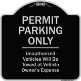 Permit Parking Only Unauthorized Vehicles Will Be Towed At Vehicle Owner's Expense