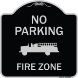 No Parking, Fire Zone With Fire Truck Graphic