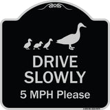 Drive Slowly 5 Mph Please With Duck And Ducklings Walking Graphic