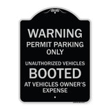Warning Permit Parking Only Unauthorized Vehicles Booted at Vehicle Owner's Expense