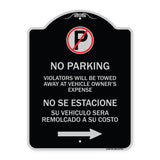 Violators Will Be Towed Away at Vehicle Owner's Expense No Se Estacione Su Vehiculo Sera Remolcado a Costa Suyo