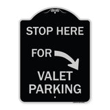 Stop Here for Valet Parking (Right Arrow)