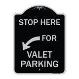 Stop Here for Valet Parking (Left Arrow)