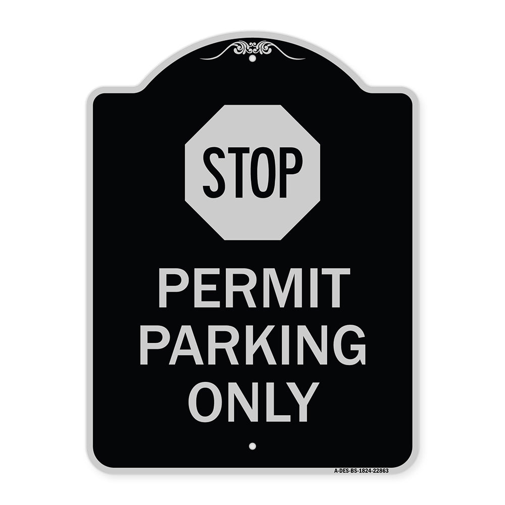 Stop - Permit Parking Only (With Stop Symbol)