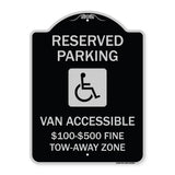 Reserved Parking Van Accessible $100-$500 Fine Tow Away Zone (With Graphic)