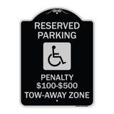 Reserved Parking Penalty $100 to $500 Tow-Away Zone with Symbol