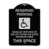 Reserved Parking Vehicles with Dis or Dis Vet Plates or State Disabled Card This Space (With Graphic)