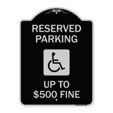 Reserved Parking Up to $500 Fine (Handicapped Symbol)