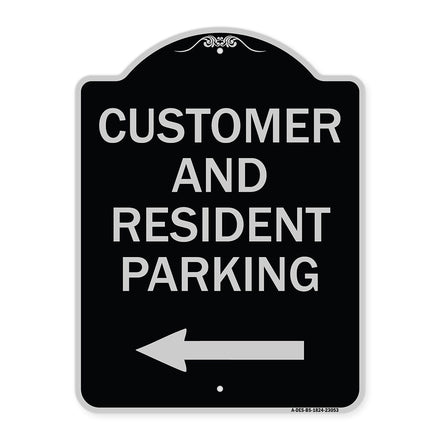 Reserved Parking Sign Customer and Visitor Parking (With Left Arrow)