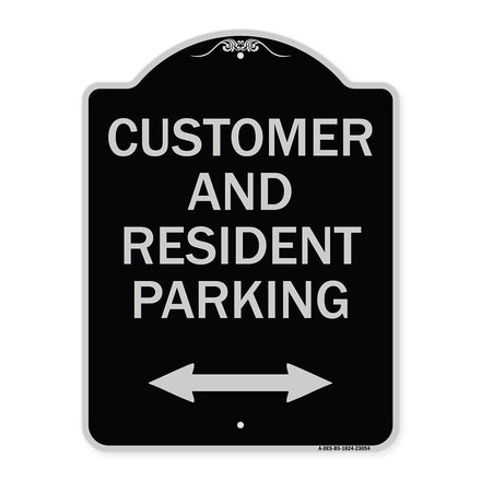 Reserved Parking Sign Customer and Visitor Parking (Bidirectional Arrow)