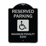 Reserved Parking Maximum Penalty $250 (With Handicapped Symbol
