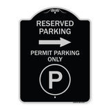 Reserved Parking - Permit Parking Only with Symbol and Right Arrow