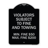 R7-8f Violators Subject to Fine and Towing Min. Fine $50 Max Fine $200