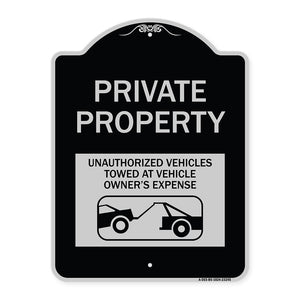 Private Property Unauthorized Vehicles Towed at Owner Expense with Graphic