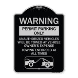 Permit Parking Only Unauthorized Vehicles Will Be Towed at Vehicle Owner's Expense Towing Enforced