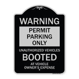 Permit Parking Only Unauthorized Vehicles Booted at Vehicle Owner's Expense