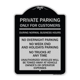 Only for Customers During Normal Business Hours No Overnight Parking No Trucks at Anytime Unauthorized Vehicle Towed