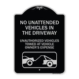 No Unattended Vehicles in the Driveway Unauthorized Vehicles Towed at Vehicle Owner's Expense (With Car Tow Graphic)