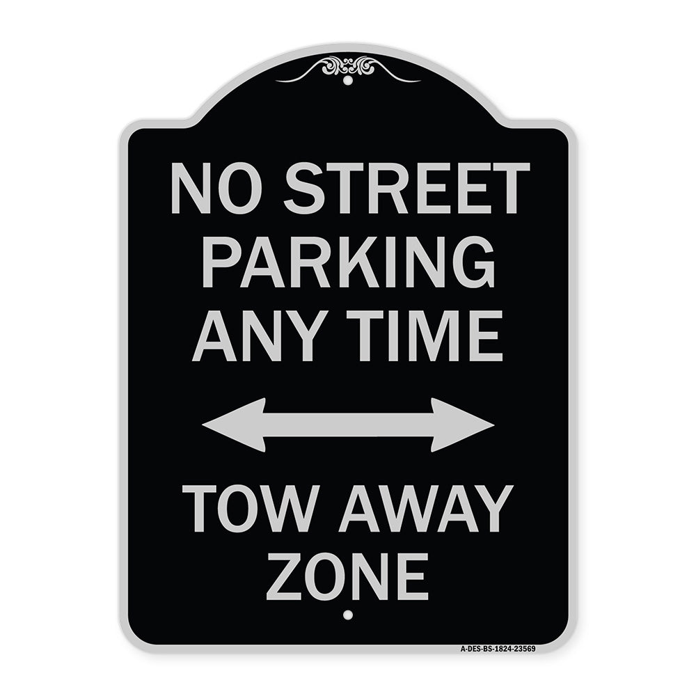No Street Parking Anytime Tow Away Zone (With Bidirectional Arrow)
