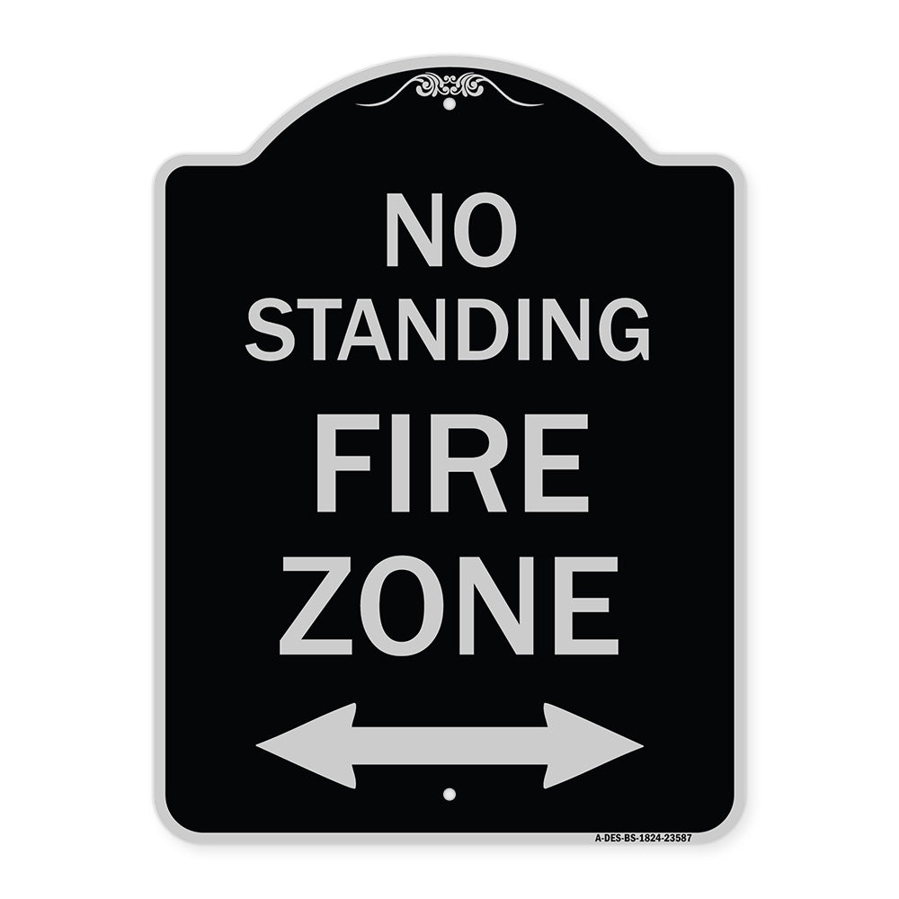 No Standing Fire Zone with Bidirectional Arrow